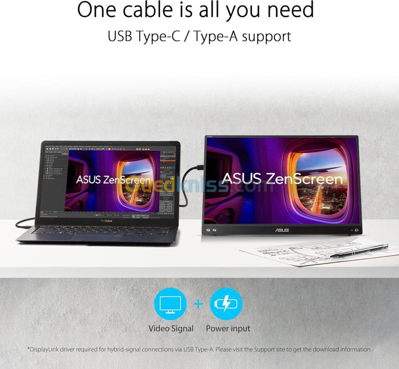 Ecran PC portable ASUS Zenscreen MB16ACV - WUXGA - LED - Full HD (1080p) - 15.6" - Télétravail ou gaming - Alimentation et affichage via USB-C 8