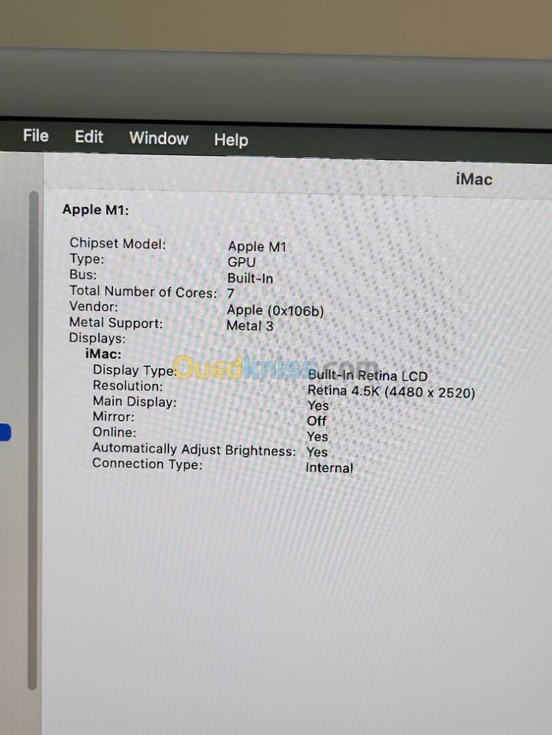 IMAC M1 24'' 4.5K | M1 Pro 8 CPU | GPU 8 COEURS | 16GB RAM | 512GB NVMe SSD | 18
