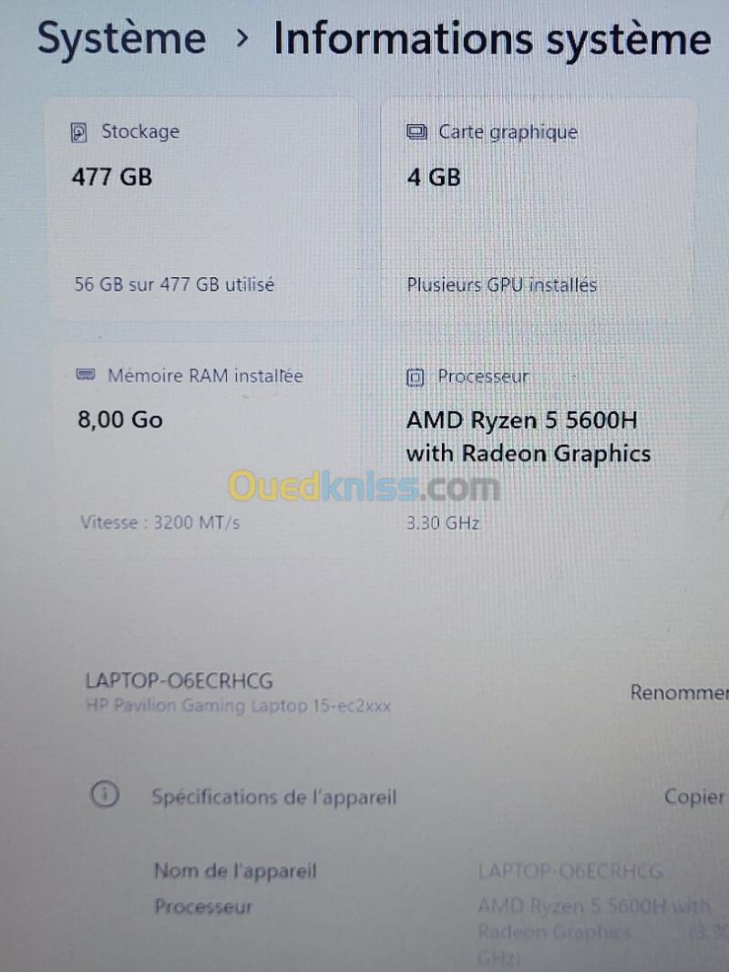 Gaming HP PAVILION | RYZEN 5 5600H | NVIDIA RTX 3050 Ti 4GB | 8GB RAM | 512GB NVMe 35