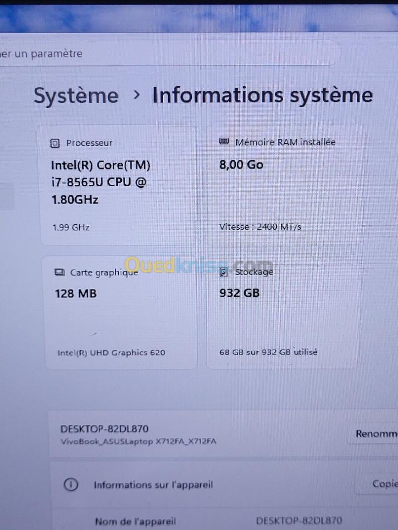 ASUS VivoBook X712F | INTEL CORE i7 8565U | 8GB RAM | 1TB NVMe SSD | INTEL UHD GRAPHICS 14