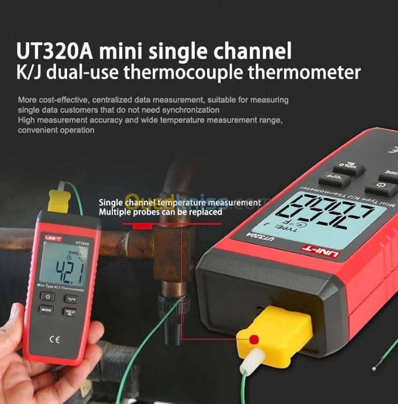 UNI-T UT320A thermomètre thermocouple Digital -50C  à 1200 C Testeur Haute Température 5