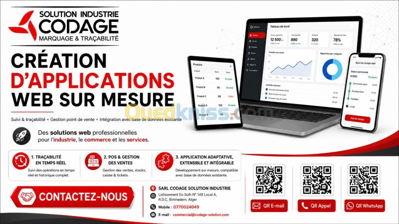 Création Application Web Sur Mesure | Traçabilité, POS, Gestion & Intégration Base de Données