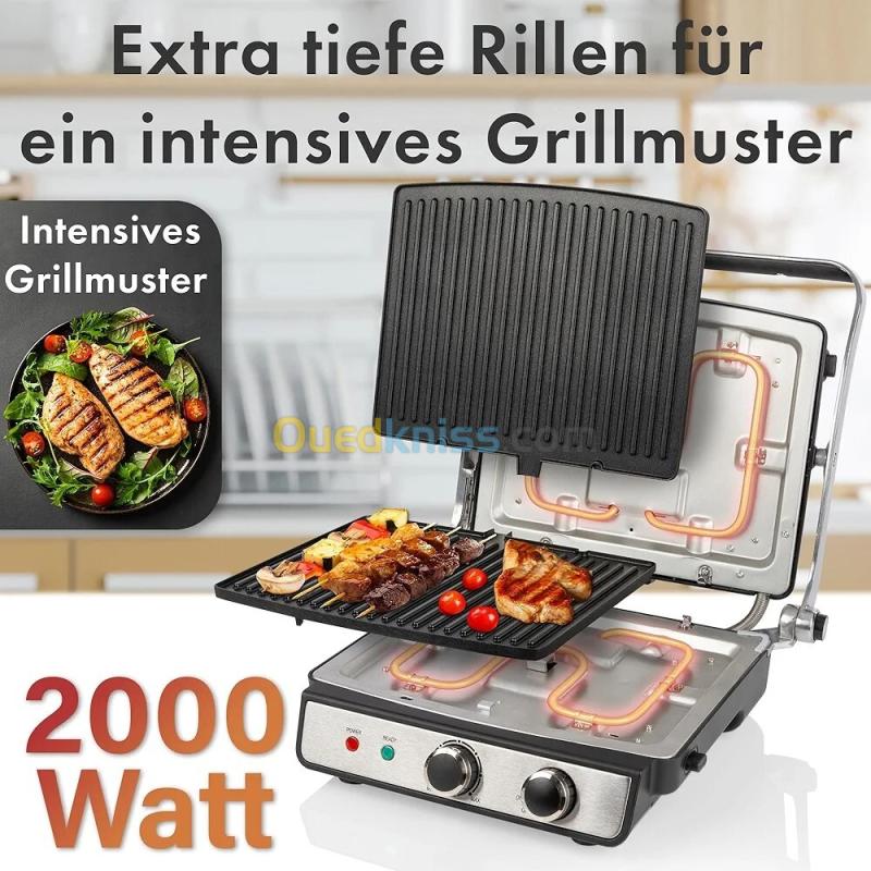 Panineuse Grille-viande Électrique 2000W En Inox Proficook PC-KG1264 3