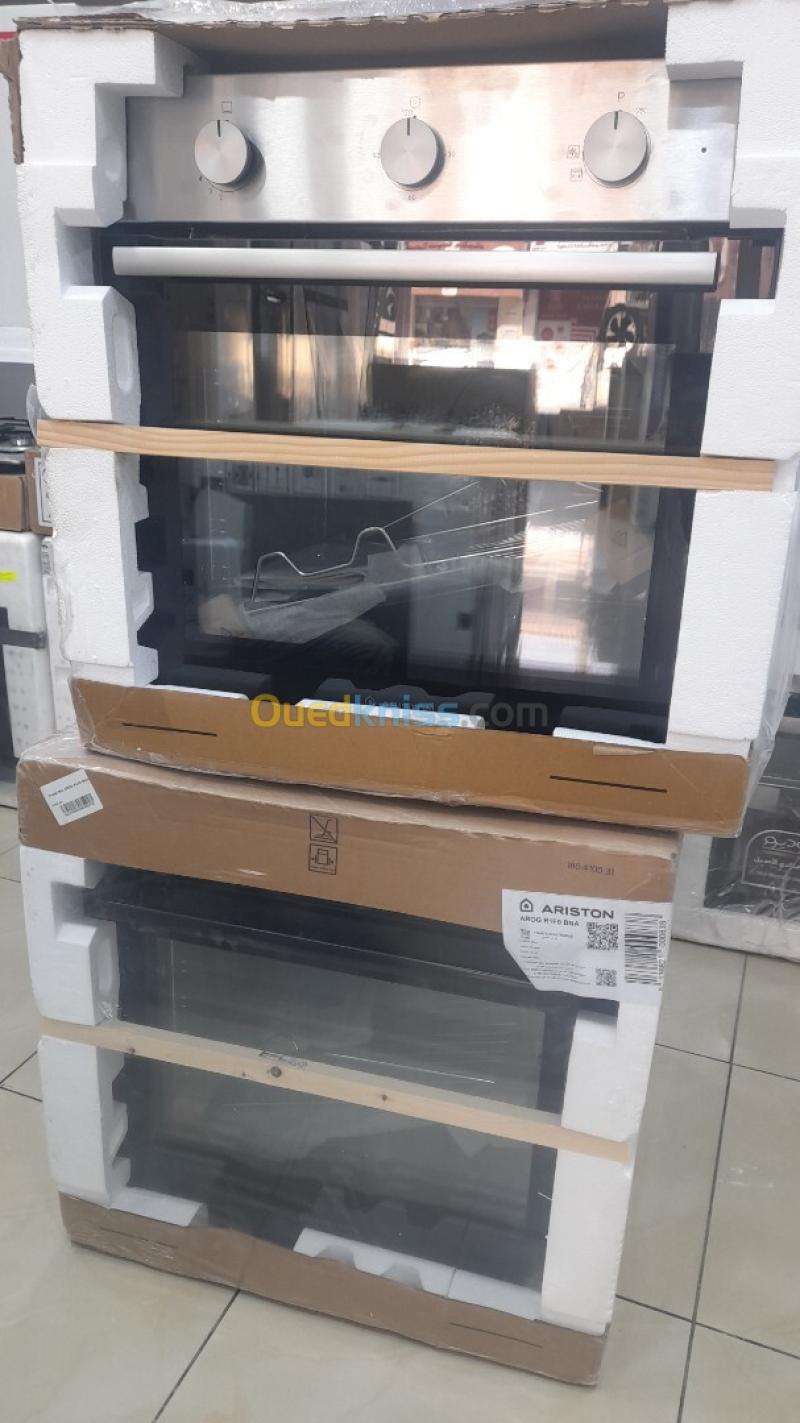 Promotion four encastrable ariston gaz electrique ventilé inox et noir 