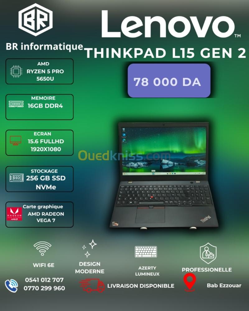 LENOVO THINKPAD L15 GEN 2 AMD RYZEN 5 PRO 5650U 16GB 256GB SSD NVME 15,6 FULLHD IPS