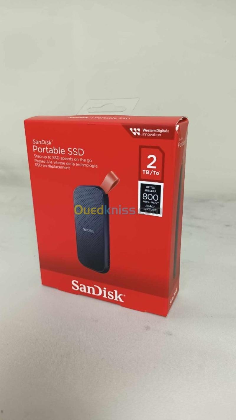 SANDISK PORTABLE 2TO SSD - DISQUE DURE EXTERNE - TYPE-C USB 3.2 - LECTURE JUSQU'À 800 MO/S