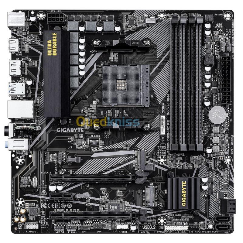 GIGABYTE B550M DS3H AC R2 - CARTE MÈRE MICRO ATX - 4 X DDR4 - 1 X M.2 PCIE - PCIE 4.0 X16N - WIFI - BT 5.0 - BLACK 2