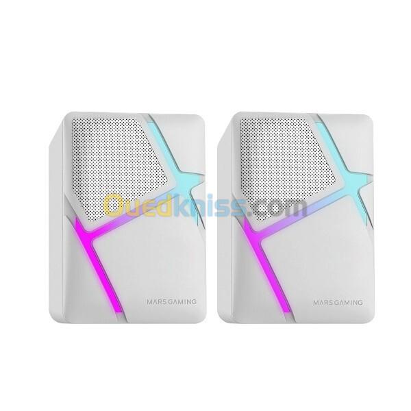 MARS GAMING MS-H - SPEAKER PC 10W - COMPACTES - jack 3,5 mm - MUSIC & GAMING - RVB LIGHTNING - WHITE 2