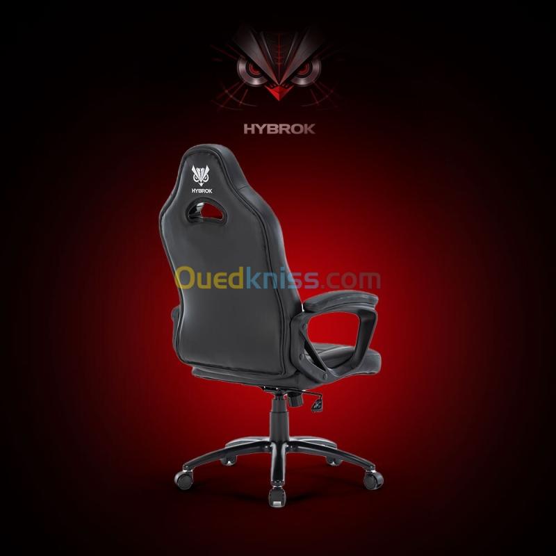 HYBROK FLY SHARK - CHAISE GAMING - ERGONOMIQUE - PIVOTANTE 360 - HAUTEUR RÉGLABLE - COUSSINS CERVICAL & LOMBAIRE - BLACK 3