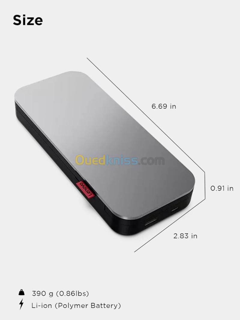 LENOVO GO POWER BANK PORTABLE 20000 MAH - USB-C 65 W  - 3 APPAREILS - SMARTPHONES & LAPTOP - SUPER FAST 4