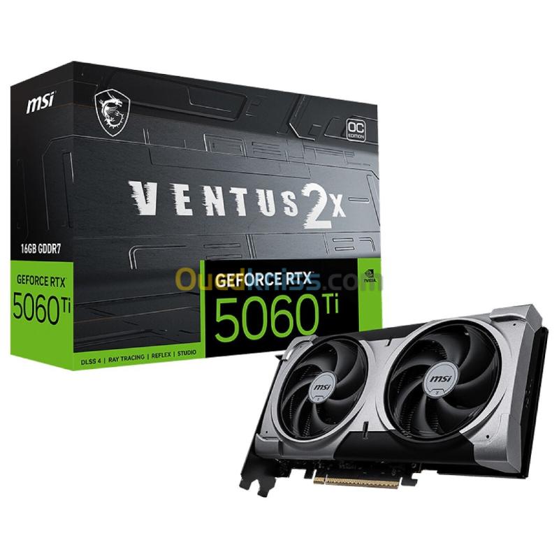 CARTE GRAPHIQUE MSI GEFORCE RTX 5060 Ti VENTUS 2X OC PLUS - 16GO GDDR7 - PCIE 5.0 X16 - DLSS 4 - 3X DISPLAYPORT 2.1B - 1X HDMI 2.1B - ORIGINAL