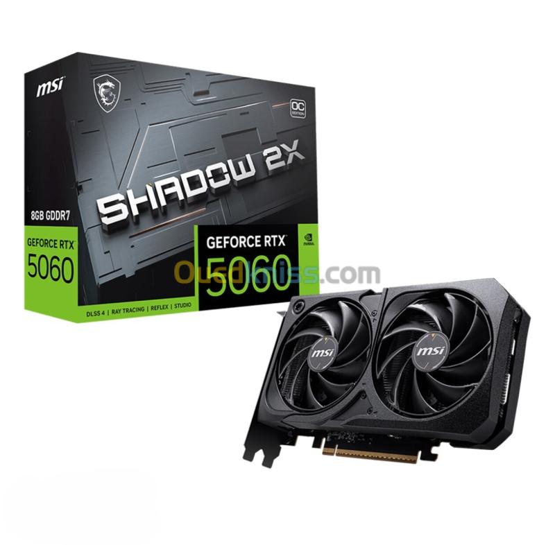 MSI GEFORCE RTX 5060 SHADOW 2X OC - 8GO GDDR7 4K - G-SYNC - DLSS 4 - BLACKWELL - HDMI/DP - BLACK