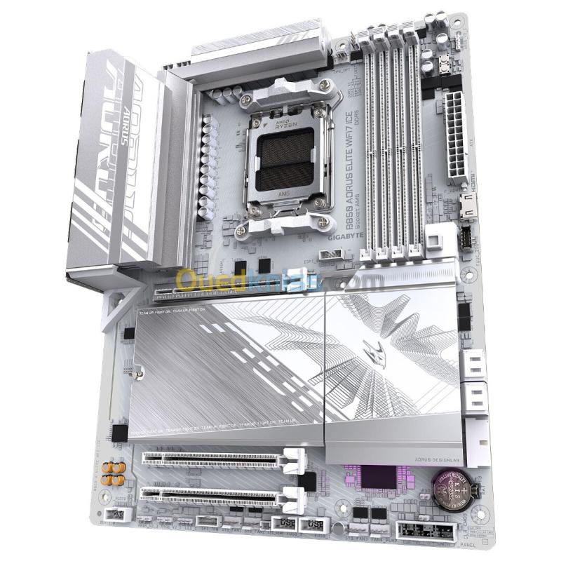 GIGABYTE B850 AORUS ELITE WIFI7 ICE - CARTE MÈRE ATX - SOCKET AM5 - 4 x DDR5 - 1 x PCIe 5.0 X16 - 3 x M.2 NVMe - WIFI 7 - BLUETOOTH 5.4 - LAN 2.5GBE - USB 3.2 - WHITE 2