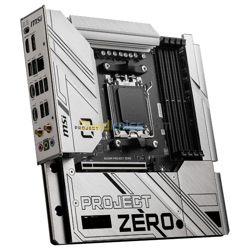 MSI B650M PROJECT ZERO - MICRO ATX SOCKET - AM5 B650 - 4X DDR5 - M.2 PCIE 4.0 - WI-FI 6E - LAN 2.5 2