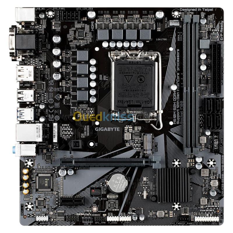 Carte mère Gigabyte H610M S2H DDR4 micro ATX Socket 1700  - 2x DDR4 - M.2 PCIe 4.0 - USB 3.0 3