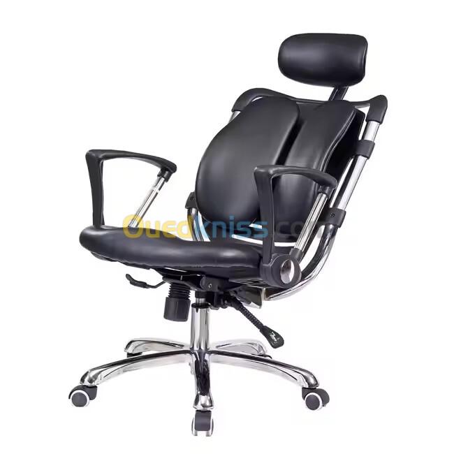 CHAISE OPÉRATEUR 291 - ERGONOMIQUE - DOSSIER AJUSTABLE - APPUI-TÊTE RÉGLABLE- BASE CHROMÉE - NOIR 2