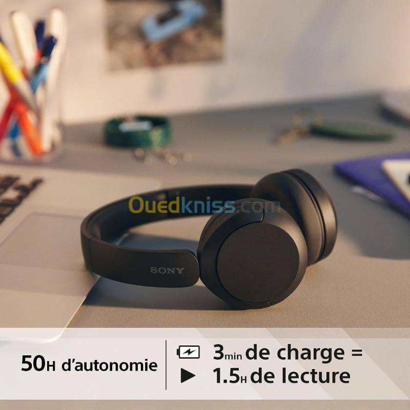 SONY WH-CH520 - Casque Bluetooth Sans Fil-Micro intégré - jusqu'à 50H d'autonomie et Charge Rapide - 2