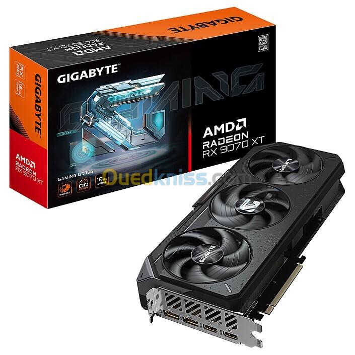 GIGABYTE RADEON RX 9070 XT GAMING OC 16G - CARTE GRAPHIQUE - 16GO GDDR6 - 3 X FANS - PCIe 4.0 - 2x HDMI + 2x DISPLAYPORT - OC - BLACK