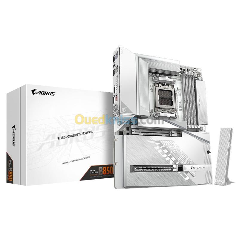 GIGABYTE B850 AORUS STEALTH ICE - CARTE MÈRE ATX - SOCKET AM5 - 4 x DDR5 - 1 x PCIe 5.0 X16 - 4 x M.2 NVMe - WIFI 7 - BT 5.4 - LAN 5GBE - USB 3.2 - WHITE