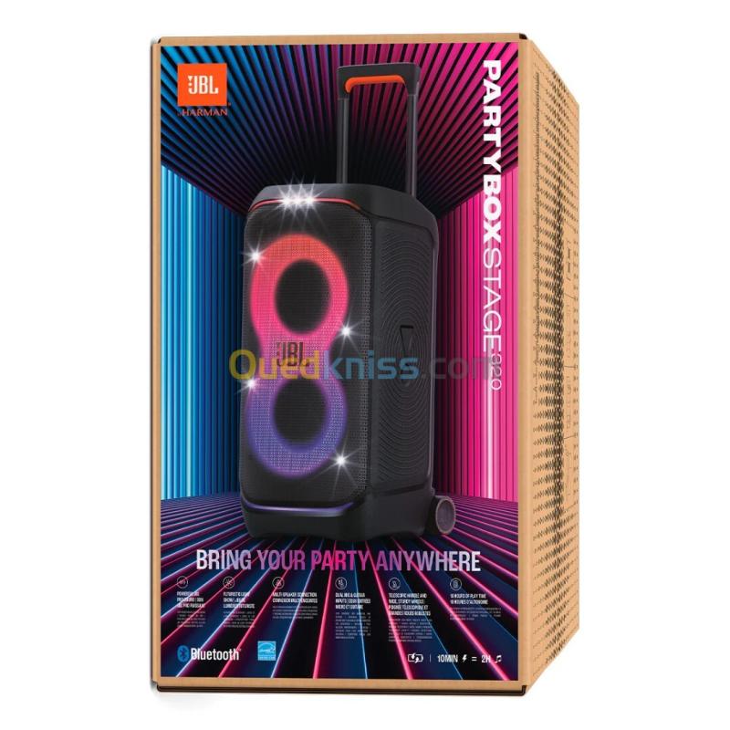JBL PARTYBOX STAGE 320 - ENCEINTE BLUETOOTH PORTABLE - 240W - ARGB LUMINEUX - - ORIGINAL - NOIR