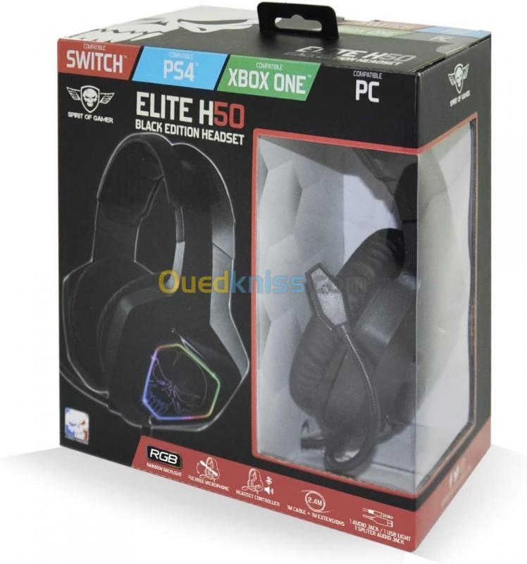  Spirit of Gamer Elite-H50 Black Edition Casque-micro  gamer (PS4 / Xbox One / Nintendo Switch / PC)