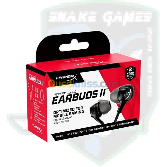 HYPERX CLOUD EARBUDS II - ÉCOUTEURS GAMING FILAIRES -JACK 3.5 - MIC INTÉGRÉ - MULTIPLATFORME -BLACK