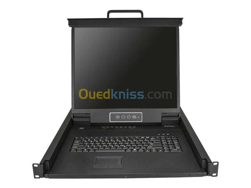 CONSOLE KVM STARTECH 19" LCD RACKABLE - 8 PORTS - PS/2 & USB - VGA - 1280 X 1024 - 250 CD/M - 1U - 8 CABLES CONSOLE INCLUS - NOIR - ORIGINAL 2