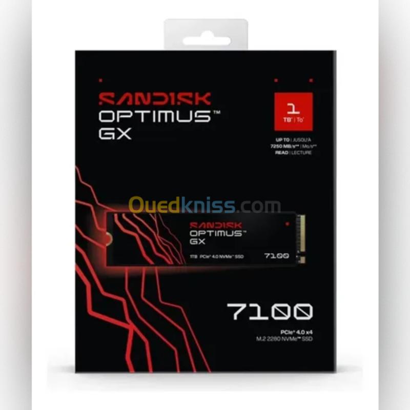 DISQUE SSD SANDISK OPTIMUS GX - 2TO - M.2 2280 - NVME - PCIE 4.0 X4 - JUSQU'À 7250 MB/S LECTURE - 7100 MB/S ÉCRITURE - NVM EXPRESS - ORIGINAL