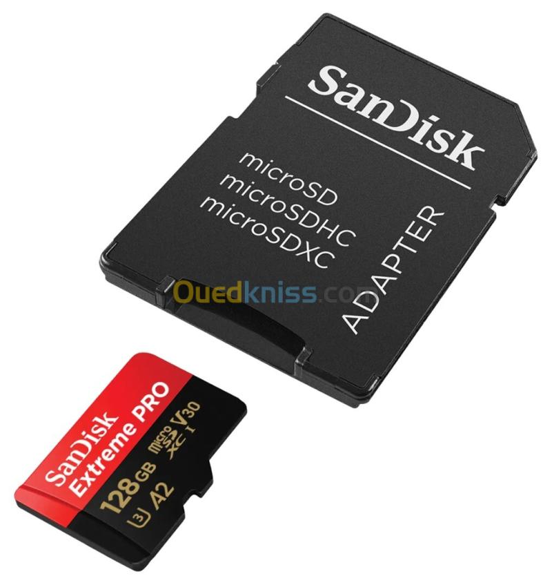 SANDISK EXTREME PRO 128GB - CARTE MÉMOIRE MSDXC UHS-I - JUSQU'À 200 MO/S - UHD 4K - AVEC ADAPTER 2