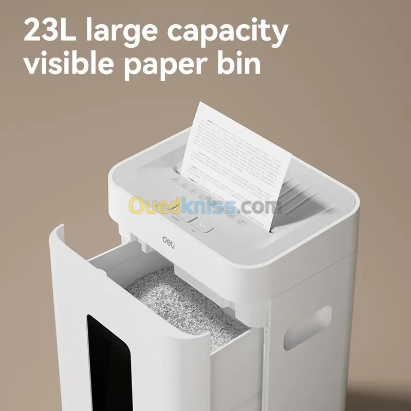 DESTRUCTEUR DOCUMENTS DELI ET048 - 23 LITRES - COUPE CROISÉE - MANUEL & AUTO - 16 SHEETS - WHITE 2