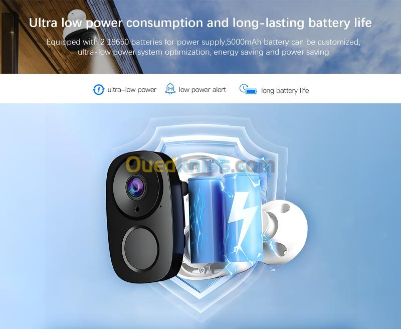 Caméra de surveillance extérieur 2k 3mp avec batterie sans fil 4G sans installation 3