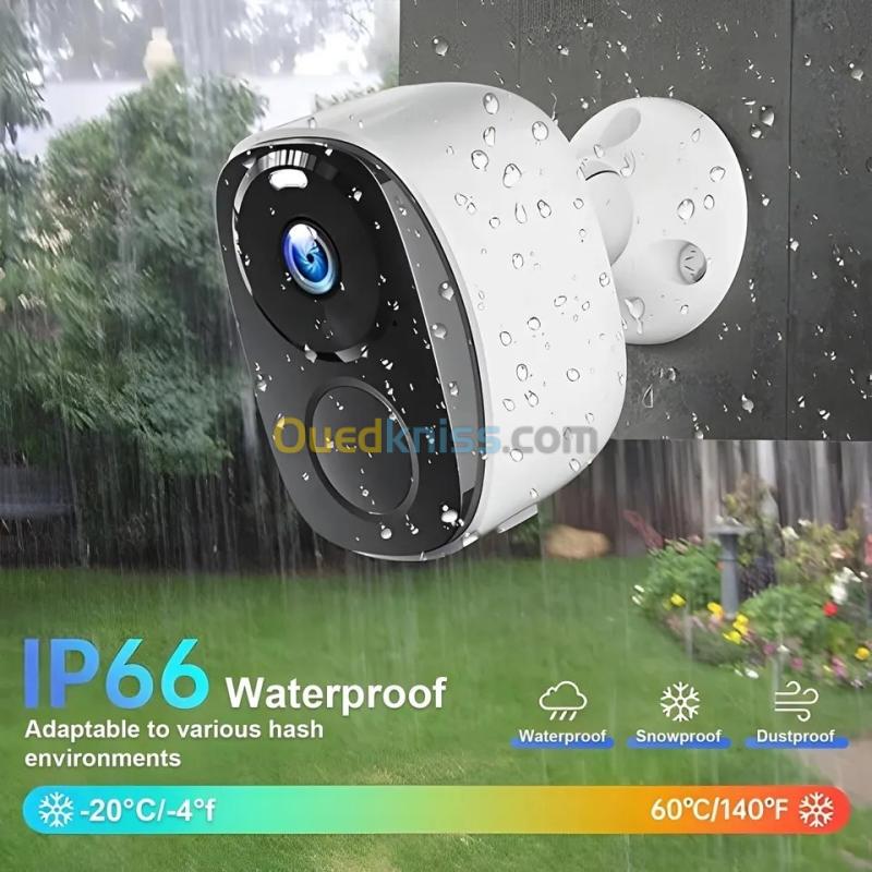 Caméra de surveillance extérieur 2k 3mp avec batterie sans fil 4G sans installation 2