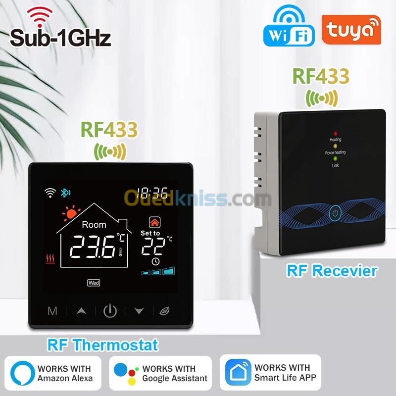 Thermostat connecté Wi-Fi sans fil  RF 433 1GHz portée 200m, compatible Google home. SmartLife,Tuya 8