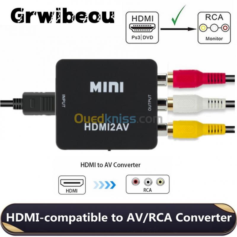  Convertisseur HDMI To Vers RCA Composite CVBS AV HDMI2AV HD 1080P