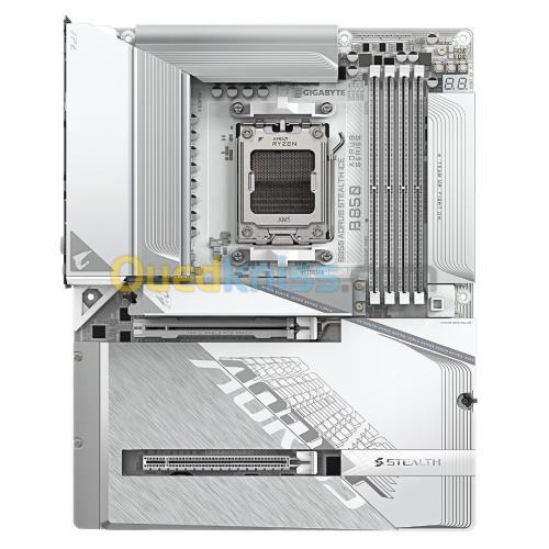 GIGABYTE B850 AORUS STEALTH ICE - CARTE MÈRE ATX - SOCKET AM5 - 4 x DDR5 - 1 x PCIe 5.0 X16 - 4 x M.2 NVMe - WIFI 7 - BT 5.4 - LAN 5GBE - USB 3.2 - WHITE 2
