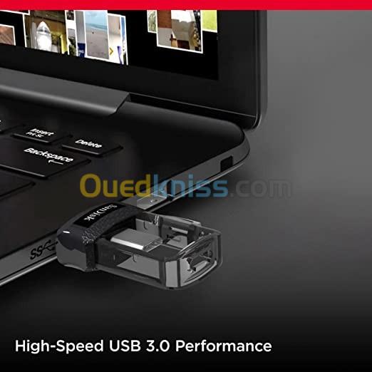 CLÉ USB SANDISK ULTRA DUAL DRIVE M3.0 - 256 GO - MICROUSB + USB 3.0 - ANDROID & PC - NOIR 5