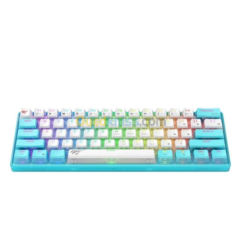 HAVIT KB903L BLUE - CLAVIER MÉCANIQUE GAMING - RGB BACKLIT - SWITCHES RED / WHITE - 61 TOUCHES - ULTRA COMPACT - BLUE 2