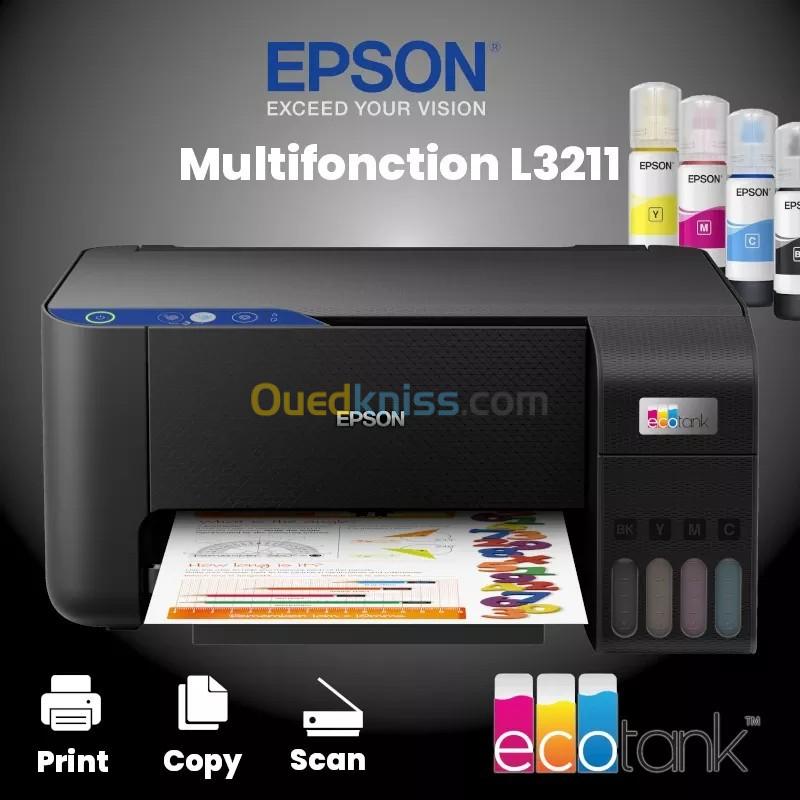  Epson EcoTank L3211 IMPRIMANTE MULTIFONCTION À RÉSERVOIR INTÉGRÉ 3EN1 COULEUR L3211 - USB