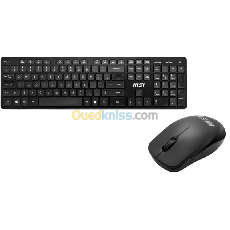 MSI COMBO CLAVIER + SOURIS SANS FIL - RF1430 - AZERTY - USB-A - 100% AVEC PAVÉ NUMÉRIQUE - BLACK