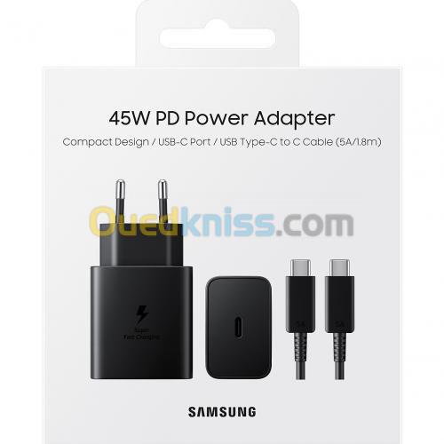  SAMSUNG Chargeur 45W Adaptateur Secteur - USB Type C To C Câble 5A - 1.8m