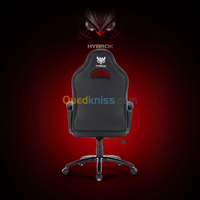 HYBROK FLY SHARK - CHAISE GAMING - ERGONOMIQUE - PIVOTANTE 360 - HAUTEUR RÉGLABLE - COUSSINS CERVICAL & LOMBAIRE - BLACK