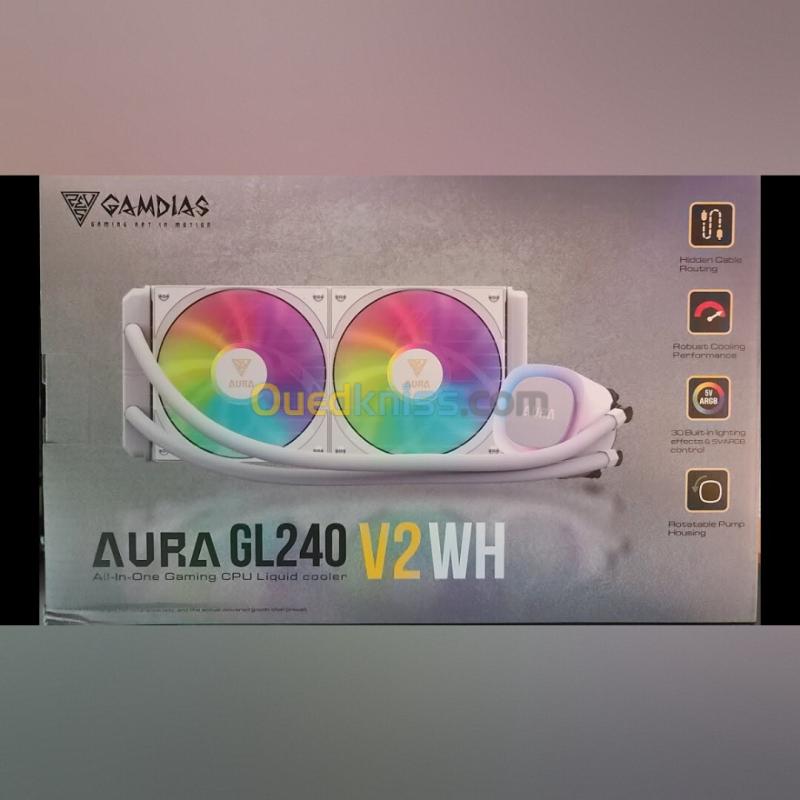 GAMDIAS AURA GL240 V2 - WATER COOLING 240MM -2 X FANS ARGB - PERFORMANCE - INTEL & AMD - WHITE 4