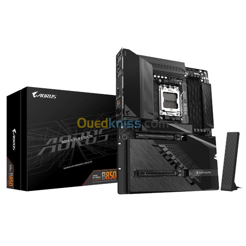GIGABYTE B850 AORUS STEALTH - CARTE MÈRE ATX - SOCKET AM5 - 4 x DDR5 - 1 x PCIe 5.0 X16 - 4 x M.2 NVMe - WIFI 7 - BT 5.4 - LAN 5GBE - USB 3.2 - BLACK 5