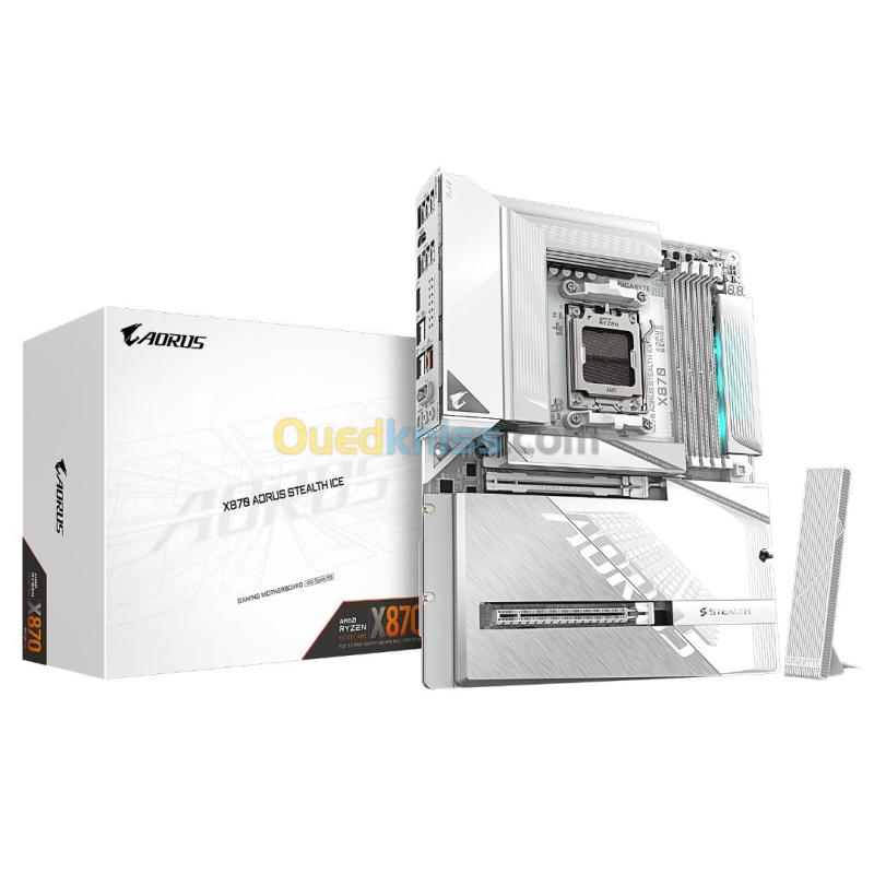 GIGABYTE X870 AORUS STEALTH ICE - CARTE MÈRE ATX - SOCKET AM5 - 4 x DDR5 - 1 x PCIe 5.0 X16 - 4 x M.2 NVMe - WIFI 7 - BT 5.4 - LAN 5GBE - USB4 - WHITE 4