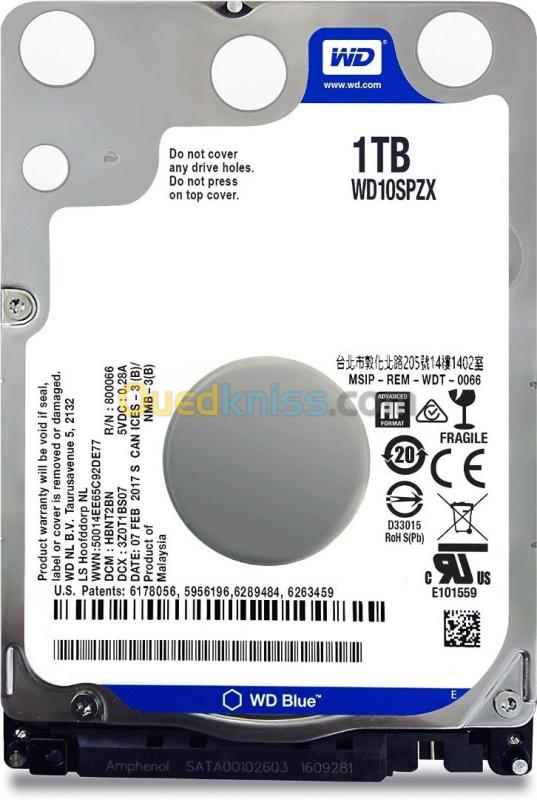  WD Blue 1TB Mobile Hard Disk Drive - 5400 RPM SATA 6 Gb/s 128MB Cache 2.5 Inch