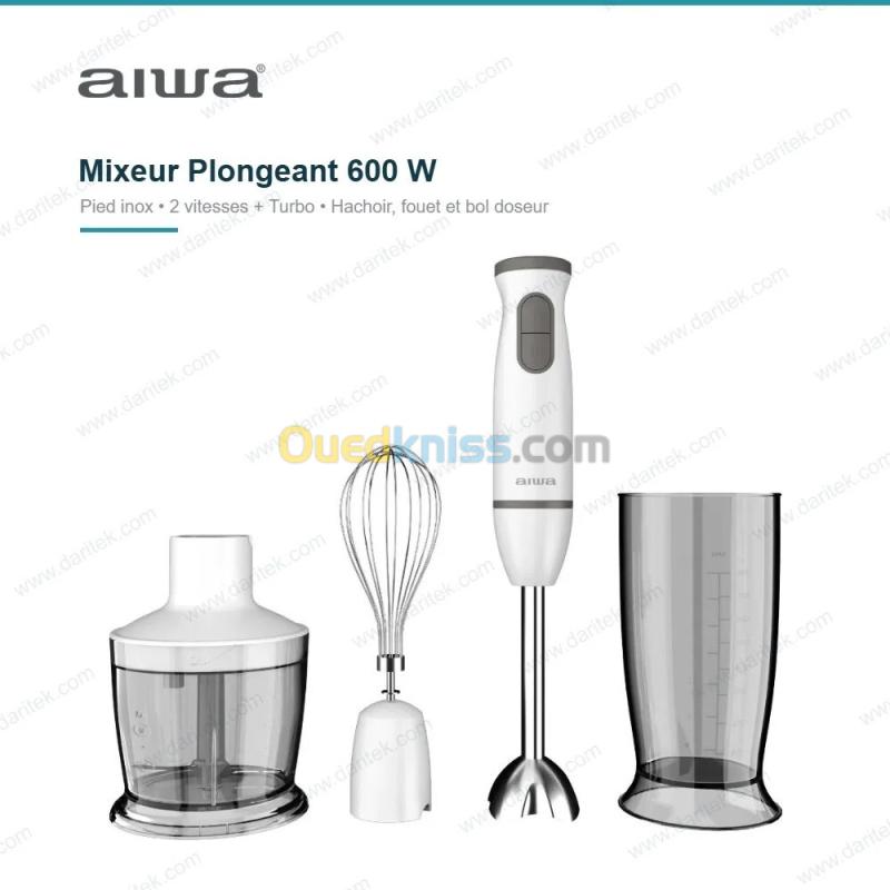Mixeur Plongeant 600 W Set 4 Pièces AIWA KENKIRI ABL-800 PLUS