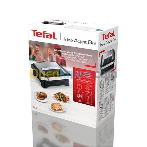 Panineuse et Grill À Viande TEFAL 2000W avec Thermostat Réglable Antiadhésives Inicion Adjust Grill 8