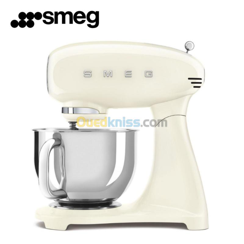 Pétrin Pâtissier SMEG 800W Bol 4.8L 10 Vitesses Multifonctions - Esthétique Années 50 Créme -