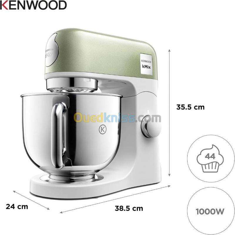 Robot Pâtissier 1000 W Bol Inox 5 L Corps Métal Vert Sauge KENWOOD KMX760AGR kMix 3