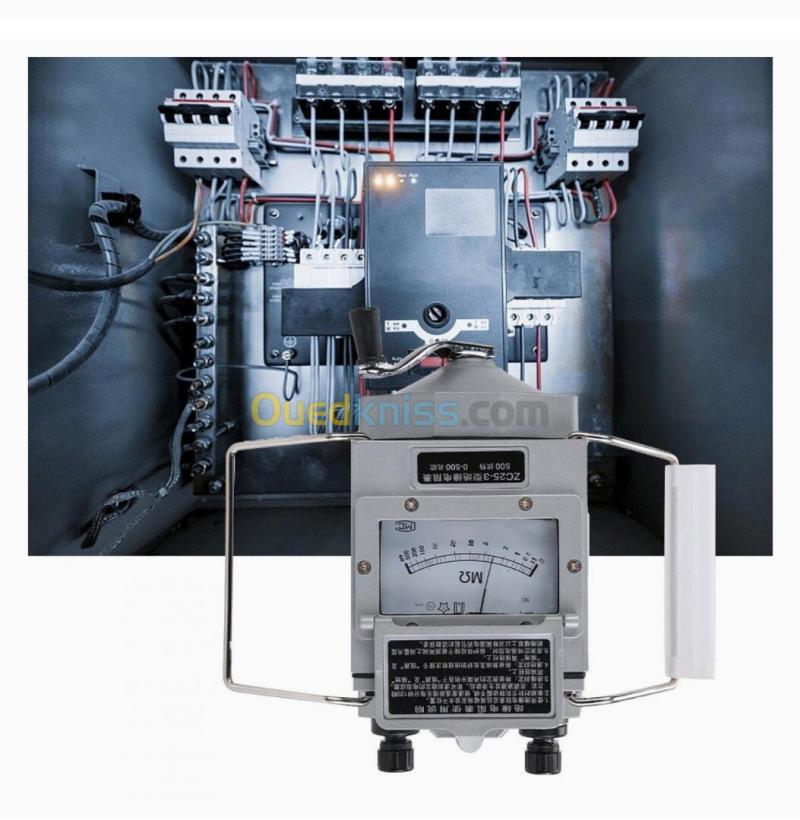 Mégohmmètre ZC25-3 Testeur de résistance d'isolation à manivelle Mégohmmètre 500 V (ZC25-3 500 V)